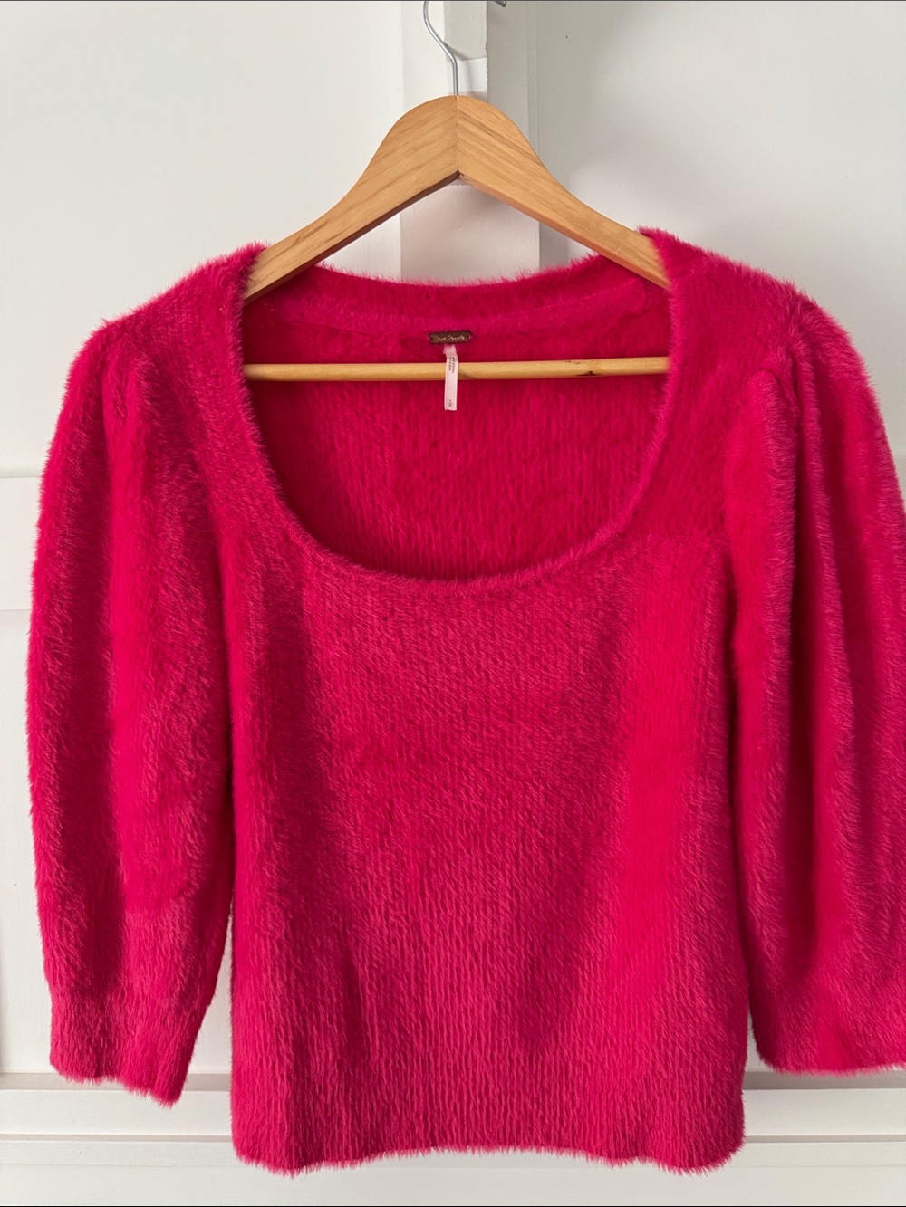 Free People Bright Fuchsia Scoop Neck Sweater